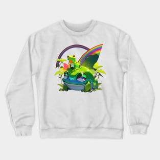 Frog double rainbow Crewneck Sweatshirt